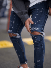 Load image into Gallery viewer, Born Sinner Distressed Denim - Dark Stone