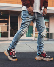 Load image into Gallery viewer, Biker Patch Denim - White
